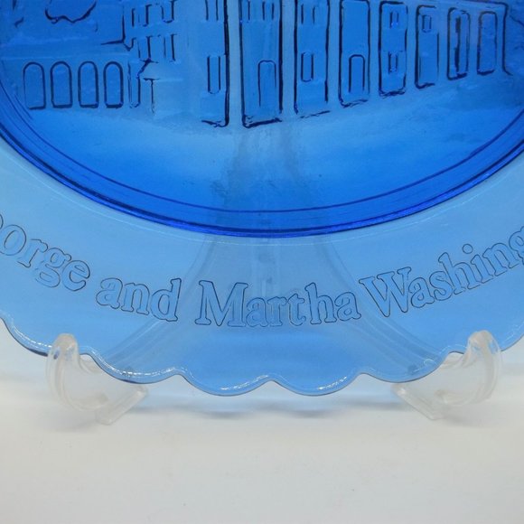 Cobalt Blue Avon Vintage George & Martha Washington Oval Mount Vernon Plate - Picture 3 of 6